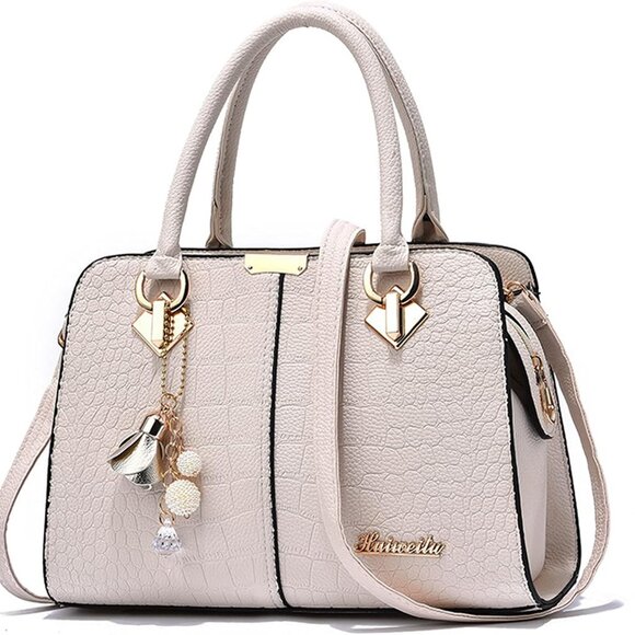 Handbags - Leather Ladies Shoulder Crossbody Bag with Multiple Pockets and Elegant Design